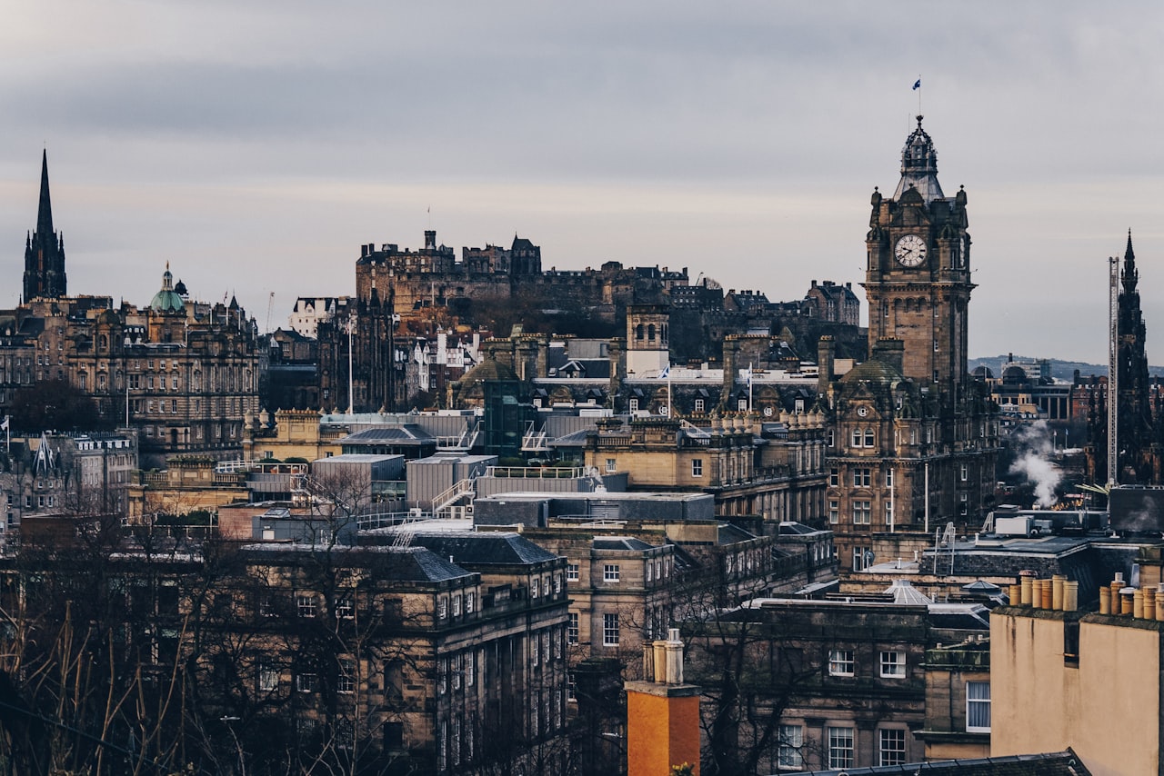 Edinburgh cityscape aerial view